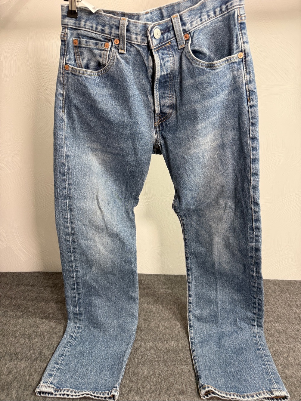 Levis Premium 501 93' Jeans 29X30 Blue Straight Stretch Big E Button Fly
